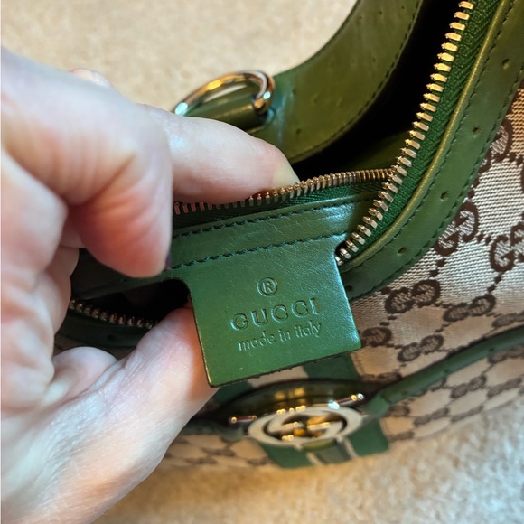 SOLD Perfect Condition: Gucci Reins Beige and Green Women's Bag - Picture 8 of 11